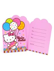 Amscan Hello Kitty Balloon Dreams Die-Cut Invitations, 8-Count