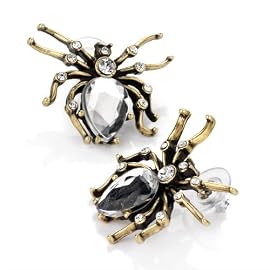 Spider Studded Pierced Fashion Earrings Burnt Gold