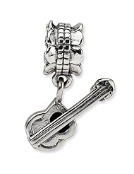 Reflection Beads Silver Acoustic Guitar Art and Music Dangle