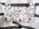 Fabric Surgical Face Mask Washable Reusable for Protection Against Germs and Allergens --Adult Size Vines, Flowers and Dots with Dotted Ribbon