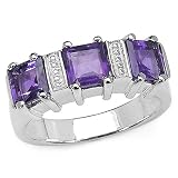 1.80 Carat Genuine Amethyst Silver Ring
