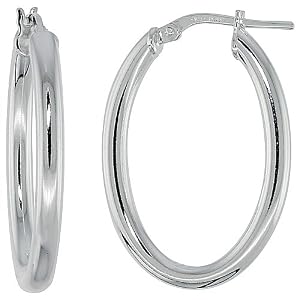 earrings hoop oval sterling silver