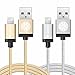 [Apple MFi Certified] iOrange-E™2 Pack of 6.6ft (2M) [Tangle-Free] Lightning to USB Cable, 8-Pin Lightning USB Charge & Data Sync Braided Cord with Aluminum Shell Connectors for iPhone 6/6 Plus/5S/5C/5, iPad Air, iPad 4th Generation, iPad Mini, iPad Mini with Retina Display, iPod Touch 5th Generation and iPod Nano 7th Generation , Full Gold+Full Silver