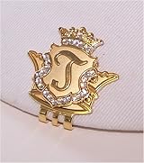 Royal Initials Crystal Golf Ball Marker & Crown Hat/Visor Clip - Gold 