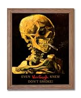 Vincent Van Gogh Don't Smoke Skeleton Home Decor Wall Picture Oak Framed Art Print