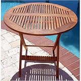 Le Bistro Teak Round Folding Table in Oiled Finish
