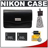 Nikon Coolpix 11632 Leather Digital Camera Case Bag + (2) EN-EL10 Batteries ....