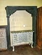 18c Antique Welcome Gate Single Arch Carved Frame Teak Blue Patina
