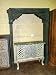 18c Antique Welcome Gate Single Arch Carved Frame Teak Blue Patina