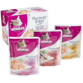 Whiskas Purrfectly Fish Variety Pack (4-with Salmon, 3-with Snapper, 3-with Shrimp) Food for Cats,... by Whiskas
