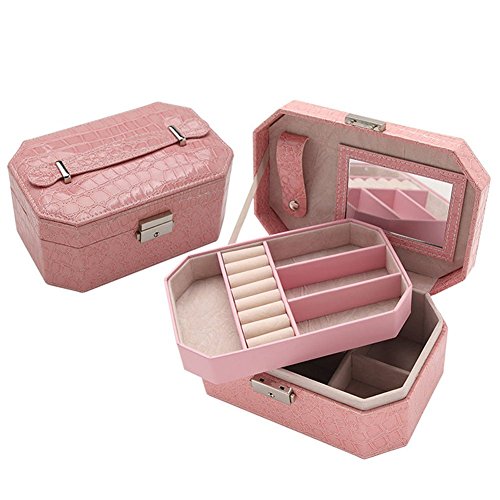 Domika-PU-Leather-2-Layer-Travel-Jewelry-Box-Organizer-Display-Storage-Case-for-Rings-Earrings-Necklace-Pink