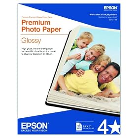 Epson High-Gloss Premium Photo Paper, Letter, 8.5 x 11, 25 Sheets (S042183)