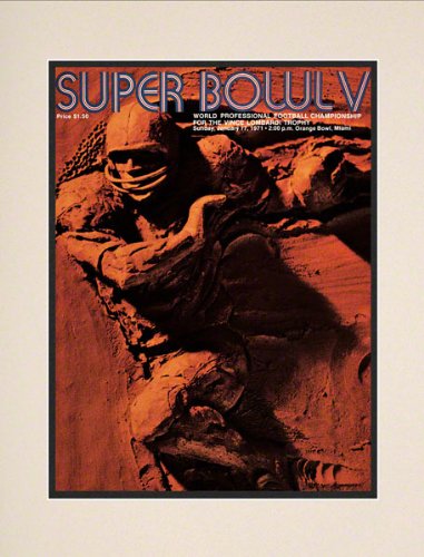 Matted 10.5 x 14 Super Bowl V Program Print | Details: 1971, Colts vs Cowboys