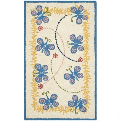 Safavieh Kids Collection SFK390A Handmade Ivory and Blue New Zealand Wool Area Rug, 8-Feet by 10-Feet