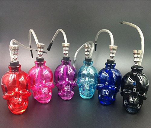 Skull-Style-Shisha-Glass-Hookah-Water-Weed-Pipes-6-Colors