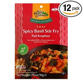 Asian Home Gourmet Thai Spicy Basil Stir Fry (Pad Kraphao) Mix, 1.75-Ounce Pouch (Pack of 12)