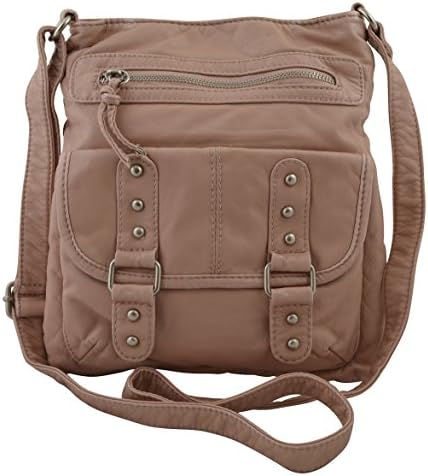 Women's Girls Cross Body Bag Faux Leather Purse Messenger (Blush)