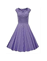 Summer Vintage Polka Dot Print Cotton/Elastane Evening Dress/Prom Dress/Wedding Party Dress 