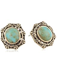 Barse "Windsor" Turquoise Bronze Button Earrings