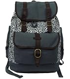 Printed Canvas Laptop Bookbag Backpack Retro Pattern Cotton Canvas Daypack Vintage Casual Canvas Laptop Backpack Student Canvas Bookbag Canvas College School Bag Canvas Backpack Fit 15.6" Laptop MacBook Chrome Book Ipad Leisure Outdoor Travel Bag Grey