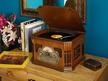 Wood Veneer Nostalgic Style CD, Radio, Record Player (Turntable) E516 Music Stereo System