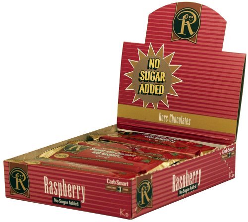 Box of 12 No Sugar Added Milk Chocolate with Raspberry Bars - Low Carb Chocolate From Ross... by Sugar-Free Candy