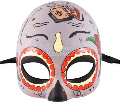 Ace Gray Day of the Dead Dias De Muerto Half Face Mask Halloween Party Mask