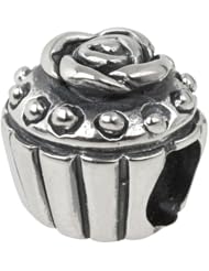 Authentic Biagi Cup Cake with Rose Sterling Silver fits European Charm Bracelet