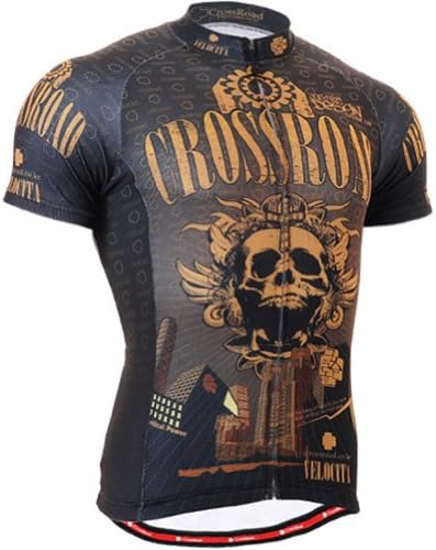 Leohester Men's Short Sleeve Cycling Jersey Brown L