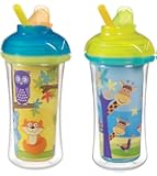 Munchkin Click Lock Insulated Straw Cup, Giraffe/Forest, 9 Ounce, 2 Count