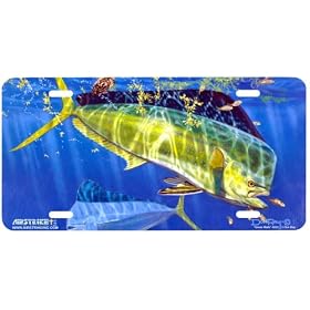 Green Mahi - Dolphin Art Print - License Plate Tag By Don Ray From Airstrike