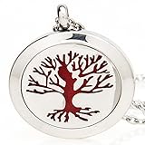 Essential Oil Diffuser Necklace Locket for Aromatherapy, Stainless Steel (Hypo-Allergenic) + 10 Mesh Pads | Tree of Life