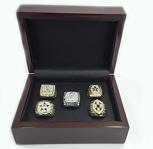 NFL 5 Years Wooden Boxes with 1971/1977/1992/1993/1995 Replica Dallas Cowboys Superbowl Championship Rings Size 11