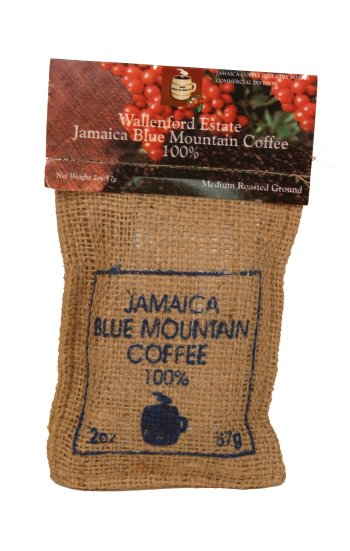 Jamaica Mountain Wallenford Estate Packaging:Jamaica Blue Mountain Wallenford Estate Coffee, 2-oz Ground, Burlap Gift Packaging