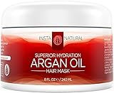 InstaNatural Argan Oil Hair Mask - Best Conditioner Treatment for Soft & Silky Hair - With Organic Argan Oil, Organic Jojoba Oil, Coconut Oil, Vitamin B5 & Green Tea - Provides Deep Moisture - 8 OZ