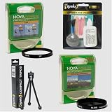 Hoya 58mm Filter Kit (UV  Circular Polarizing) + Opteka Pro Cleaning Kit + Tabletop Tripod for Canon EOS