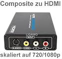 Composite zu HDMI Konverter / S-Video zu HDMI Konverter - wandelt analoges Cinch FBAS Video und S-Video YC zu HDMI um + Verst&auml;rker + Scaler auf 720p/ 1080p