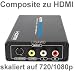 Composite zu HDMI Konverter / S-Video zu HDMI Konverter - wandelt analoges Cinch FBAS Video und S-Video YC zu HDMI um + Verstärker + Scaler auf 720p/ 1080p