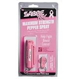 SABRE Compact Pepper Spray with Pink Key Case - Supports National Breast Cancer Foundation