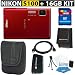 Nikon COOLPIX S100 16 MP CMOS Digital Camera with 5x Optical Zoom NIKKOR ED Glass Lens and 3.5-Inch OLED Touchscreen (Red) + 16GB Deluxe Accessory Kit