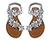 Elegant Women's Fashion Silver Color Hawaiian Flowers Gladiator Flat Sandals