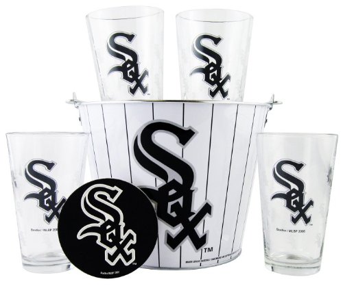 Chicago White Sox Pint Glasses and Beer Bucket Set | MLB Chicago White Sox Gift Set
