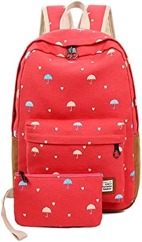 SPOPO Personalized Girls Canvas Double Shoudlers Backpack with Small Bags Can Print Your Name