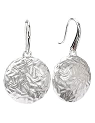 925 Sterling Silver Satin Finish Round Hammered Earrings