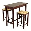 3pcs Breakfast Table & 2 Rush Seat Stools Set