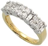 51VNhgkvV1L. SL160  14k Gold Diamond Ring, w/ 1.00 Carat Brilliant Cut & Emerald Cut Diamonds, 3/16  wide