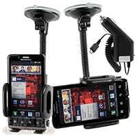 Motorola Droid Bionic Adjustable Car Windshield Dash Mount Cradle Holder Kit + Micro USB Rapic Car Charger XT875