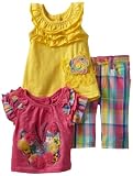 Nannette Baby-girls Infant 3 Piece Butterfly Plaid Capri Pant Set
