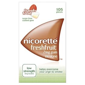 Nicorette Freshfruit Sugar Free Low Strength Chewing Gum To Help Quit Smoking 2mg - 105 Pieces