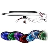 eBoTrade-Tech 7 Color LED Under Car Glow Underbody System Neon Lights Kit 48" x 2 & 36" x 2 w/Sound Active Function and Wireless Remote Control